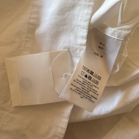 Ganni Cotton Poplin Sleeveless Frill Collar Shirt size 36 bright white Peter pan - Picture 13 of 13